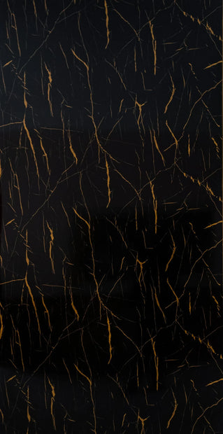 PVC Marmorplatte Hochglanz Schwarz Orange 250x122x0,3cm