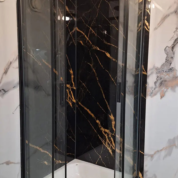 Premium PVC Marmorplatte Hochglanz Schwarz-Gold 260x120x0,3cm
