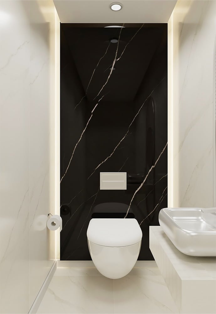 PVC Marmorplatte Hochglanz Schwarz 250x122x0,3cm